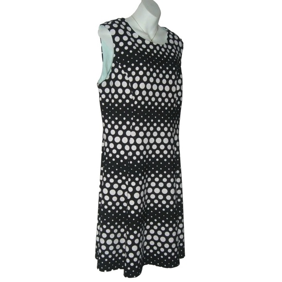 Sandra Darren Dress Black White Polka Dot Plus Size Party Cocktail LBD Sz 16 - Picture 2 of 13